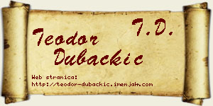 Teodor Dubačkić vizit kartica